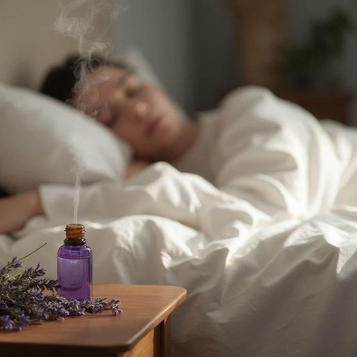 Aromaterapia para dormir y rituales de descanso con productos de bienestar y relajación en casa